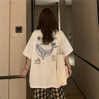 2021 estilo universitario estilo de sal estudiantes de manga corta T-shirt mujer suelta Ins Harajuku estilo Top media manga T-shirt (6)