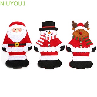NIUYOU New Fork Case Christmas New Year Decor Cutlery Bag Party Decoration Eve Xmas Ornaments Dining-Table Home Cover