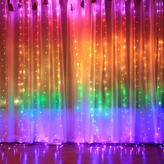 cortina de luces arco iris 280 led control remoto guirnalda luces decorativas cadena