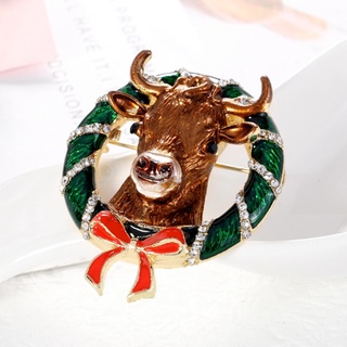 dodysin Rhinestone Brooch Christmas Deer Head Brooch Clothing Decorative Accessories (9)