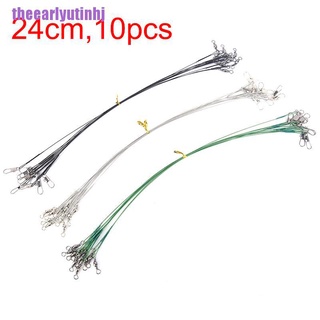 [ear] 10 unids/lote de línea de pesca de acero líder de alambre de acero con alambre giratorio de pesca