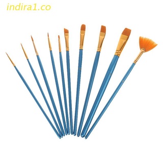 indira1 10Pc Acrylic Paint Brush Nylon Hair Watercolor Flabellum Pointed Tip Artists Set