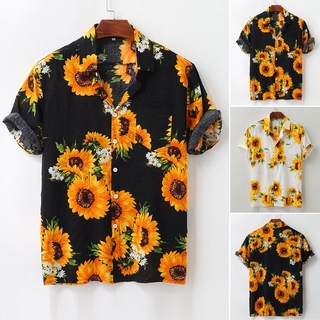 Blusa Casual hawaiana de manga corta con botones sueltos de verano colorido para hombre *janesame*