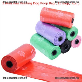 <Rdy+Inventario>5 rollos (15 bolsas/ rollo) cachorro perro Poo bolsa de basura para mascotas, gato, basura, bolsa de basura