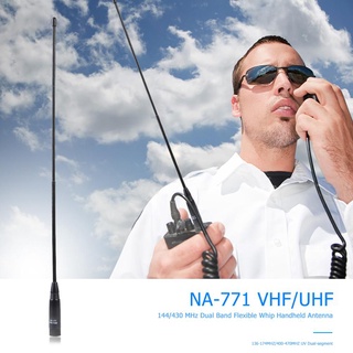 chengduo alta calidad na-771 sma macho vhf/uhf 144/430mhz doble banda flexible látigo antena de mano (2)