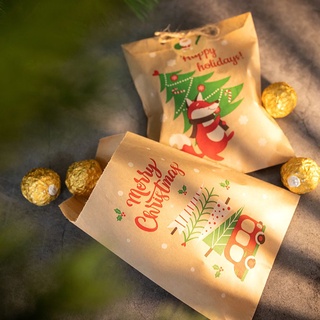 Carta 24sets rojo Fox navidad Kraft bolsas de papel caramelo bolsa de galletas bolsa de navidad pegatinas de fiesta Favor galletas bolsas de muñeco de nieve bolsa de embalaje bolsas (7)
