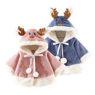 Petersburg bebé niñas chaquetas de navidad ciervo patrón lindo con capucha capa abrigo ropa de abrigo (3)