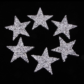 6 Pieces Star Design Iron on Rhinestone Patch Applique Badge for Costume