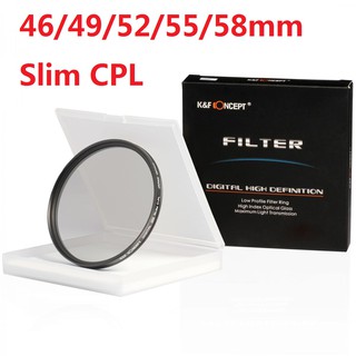 k&f concept 46 mm hd slim cpl filtro dslr