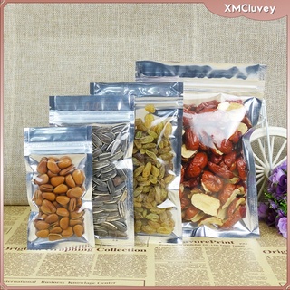 100x Zip Mylar Bag Aluminum Foil Food Storage Pouches for Beans Nuts 18x26cm