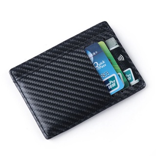 PEONYFLOWER Fashion Slim Wallet Pu Leather Money Clip RFID Blocking Credit Card Holder Carbon Fiber Men's Coin Pocket Anti-chief (9)