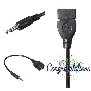 CON-3.5 mm Macho AUX Audio Enchufe Jack A USB 2.0 Hembra Convertidor Adaptador De Cable Para Coche