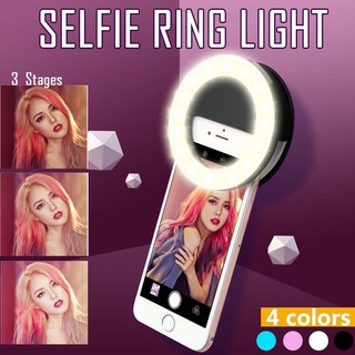 Luz de anillo para Selfie recargable Mini Selfie relleno luz de 3 niveles ajustable teléfono fotografía luz
