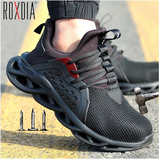 [listo stock] rxodia puntera de acero de los hombres zapatos de seguridad botas de trabajo zapatillas de deporte más el tamaño 39-48 transpirable al aire libre zapatos marca rxm164
