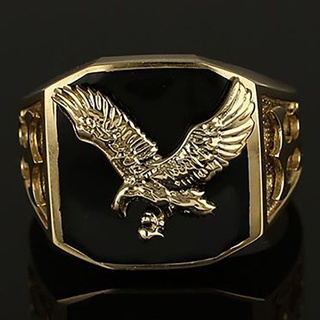 Anillo de oro de águila negra gema anillo para hombre