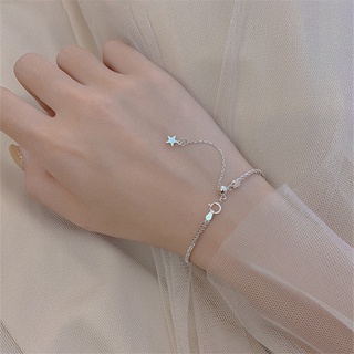 pulseras de plata esterlina 925 estrella abalorio pulsera y brazalete para mujeres niñas joyería de boda sl059