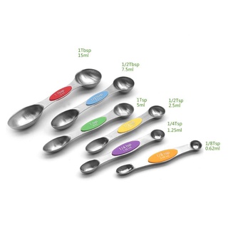 doris* 6 cucharas medidoras de acero inoxidable magnéticas de doble cara para hornear utensilios de cocina
