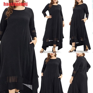 [haostontomj] más el tamaño de las mujeres musulmanas Abaya vestido de manga larga Kaftan túnica vestido de fiesta nuevo 2020