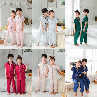 1baju tidur kanak kanak: perempuan 4-14 años pjamas niños seda satén manga corta pantalones largos niños ropa de dormir niñas pijamas traje