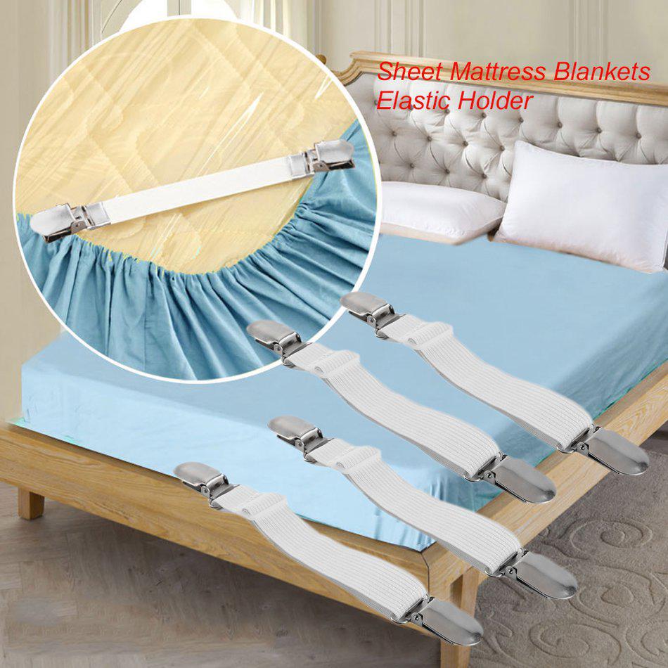 ... 4 x sábana de cama cubierta de colchón mantas pinzas Clip soporte sujetadores elástico conjunto
