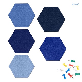 Love 5PCS hexágono fieltro tablero autoadhesivo boletín Memo foto corcho tableros de espuma colorida pared azulejos decorativos (1)