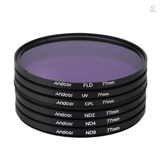 Redwales-andoer 77mm UV+CPL+FLD+ND(ND2 ND4 ND8) Kit de filtro de fotografía ultravioleta Circular polarizante fluorescente densidad neutro filtro para Pentax DSLRs (7)
