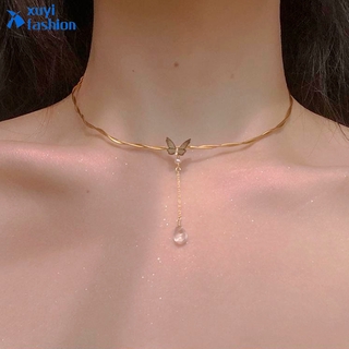 Moda mariposa oro collar Simple elegante temperamento gota colgante clavícula cadena accesorios de joyería regalo