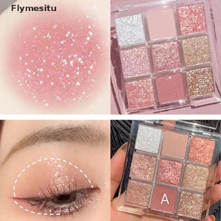 [flymesitu] paleta de sombras de ojos brillantes de 9 colores impermeable con brillo diamante sombra de ojos cosmética. (4)