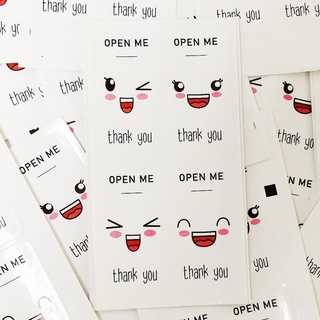 100 unids/pack lindo Smiley Emoji Rectangular gracias pegatinas caja de sellado etiquetas decoración (4)