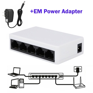 [disponible En inventario] Mini interruptor De red De 10/100mbps/puerto De 5 puertos con Adaptador De energía (1)