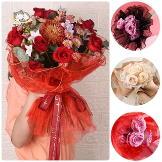 turnward festival embalaje de flores de boda onda hilo ramo de regalo diy cumpleaños caliente encaje/multicolor