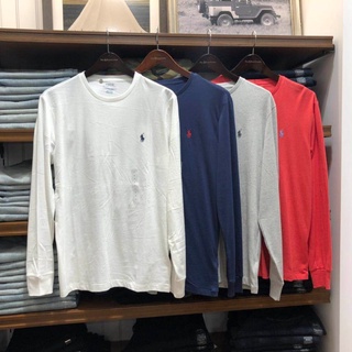 Polo Ralph Lauren hombres casual manga larga camiseta manga cuello redondo color sólido algodón primavera y otoño fondo