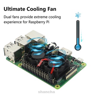 Enfriamiento de aluminio doble ventilador con disipador de calor Durable enfriador para Raspberry Pi 3B 4B (4)