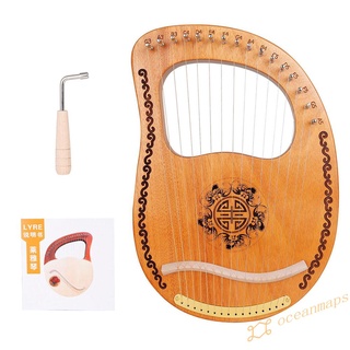 Oc 16 cuerdas de madera lira de arpa Piano instrumento Musical con llave de afinación (7)
