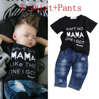 Recién nacido niño niños bebé niños ropa camiseta camiseta Tops+Denim pantalones trajes conjunto