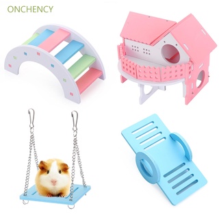 ONCHENCY Exercise Play Toys Hamsters House Small Animal Pet Sport Exercise Toys Set Rainbow Bridge Hedgehog Wooden Hamster Accessories Swing Gerbil