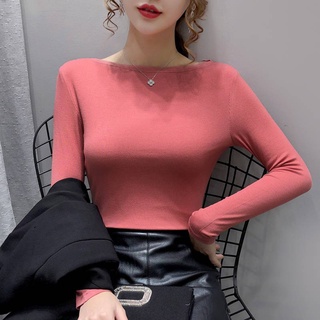 2020 otoño nuevo estilo adelgazar ropa mujer manga larga Klavicul