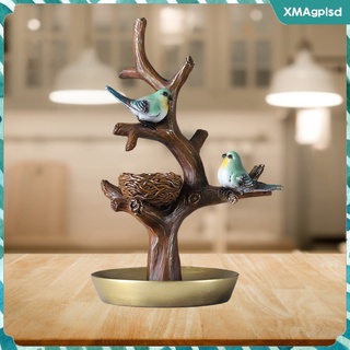 creativo pájaro árbol rama estatua joyería soporte pulsera llave titular bandeja estante