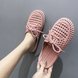 Zapatos de verano de las mujeres zapatos planos transpirable crocs hueco bolsa de malla sandalias