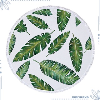 Tropical Leaves Beach Towel Round Tapestry Boho Style Blanket Mat 4