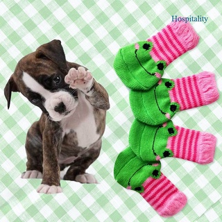 Hospitality 4 pzs/juego de calcetines de punto para mascotas/calcetines cálidos de invierno/calcetines antideslizantes para cachorro/botas/protectores de canina/gato interior