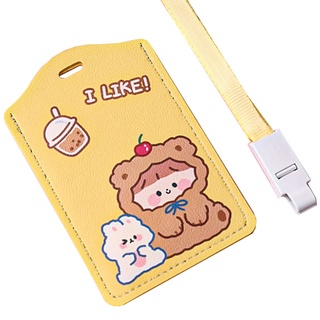 northeast Credit Card ID Badge Holder Cute Cartoon PU Leather Bus Pass Case Cover Business Cards Case (3)
