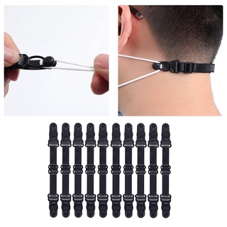 10Pcs/Set Mask Ear Strap Extender Anti-Slip Ear Hook Adjustable Clips Black (3)