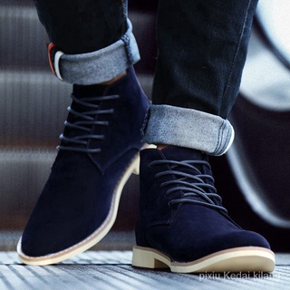 Invierno de los hombres botas de gamuza de cuero botas masculinas de moda Casual zapatos de invierno de los hombres zapatos nYj4