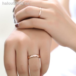 [en stock] anillos de pareja chapados en oro rosa para mujer, anillos de compromiso para hombres, s, titanio, anillo liso, anillos brillantes