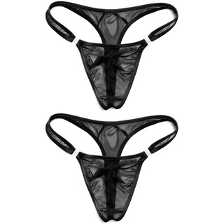GETN Malla Transparente Gay Para Hombre Tanga Sexy Botón Ropa Interior Bikini G-string (2)