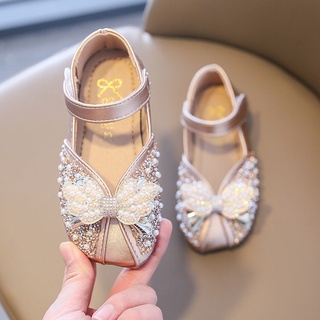 Las niñas zapatos de princesa 2021 de fondo suave pajarita pequeña zapatos de cuero zapatos de los niños zapatos de bebé solo zapato 2021 [gdfgd55.my10.25]