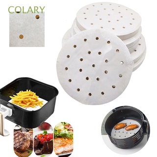 COLARY 100Pcs Circular Parchment Paper Baking & Pastry Tools Non-Stick Steamer Mat Air Fryer Liners Bakeware Heat Resistance Cookies Perforated Paper For Air Fryer