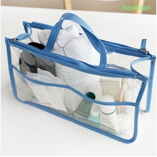 Norman cosméticos de almacenamiento de PVC organizador de maquillaje bolsa de viaje transparente impermeable Casual doble cremallera bolso