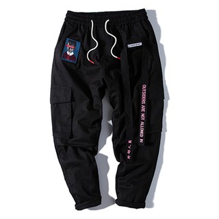 Pantalones de Carga japonés para hombre de mujer/pantalones de Hip Hop/pantalones Harem/pantalón casual Rosa (7)